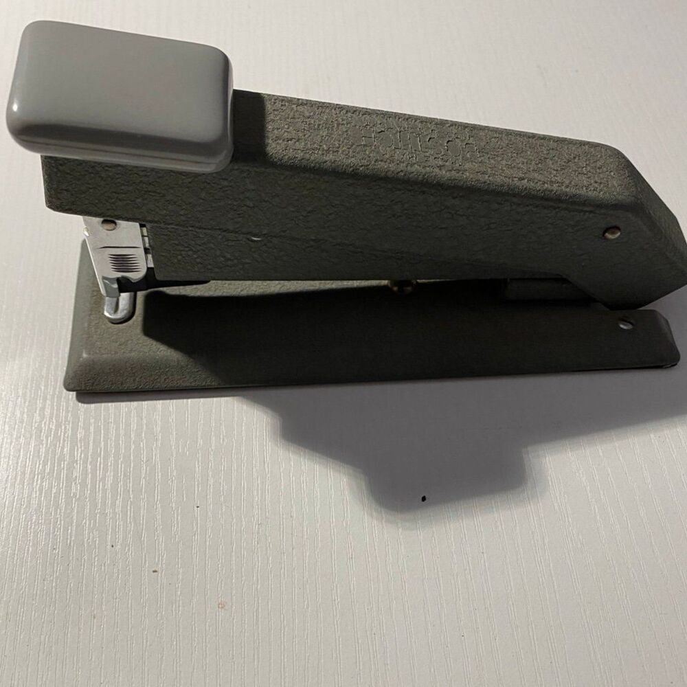 Vintage Bostitch B8 Heavy Duty Desktop Stapler Gray Hammered Metal - Tested